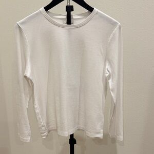 L.L. Bean White Crewneck Long-Sleeve Tee